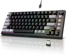 KOORUI mechaninė belaidė žaidimų klaviatūra Bluetooth, RGB, QWERTZ, 82 klavišai, MK082-Raudonas
