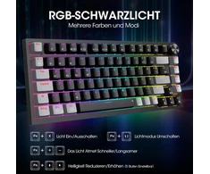 KOORUI mechaninė belaidė žaidimų klaviatūra Bluetooth, RGB, QWERTZ, 82 klavišai, MK082-Raudonas