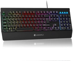 KOORUI žaidimų klaviatūra QWERTZ su RGB apšvietimu ir riešo atrama K0104