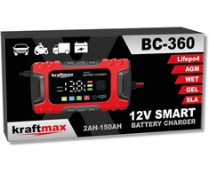 kraftmax akumuliatorių įkroviklis 12 V 6 A su temperatūros kompensavimu BC-360