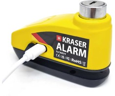 KRASER motociklo stabdžių disko spyna su signalizacija, 7 mm kaištis, USB įkraunama, KR7Y