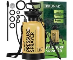 KRUMAD rankinis slėginis purkštuvas 5 l, reguliuojama antgalio lanca, 120 cm žarna, KR-DS5L-203