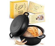 KRUSTENZAUBER ketaus puodas duonos kepimui su dangčiu, 26 cm, 4,7 l, juodas