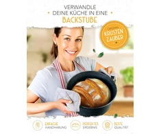 KRUSTENZAUBER ketaus puodas duonos kepimui su dangčiu, 26 cm, 4,7 l, juodas