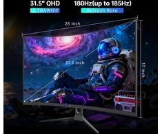 KTC lenktas 32 colių QHD žaidimų monitorius 185 Hz, 1 ms, HVA, HDR10 H32S5