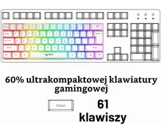 KUIYN 60 % laidinė žaidimų klaviatūra su RGB apšvietimu, 61 klavišo, V700
