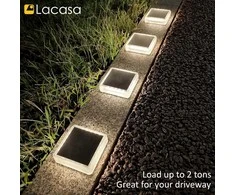 Lacasa saulės energija maitinami LED lauko grindinio šviestuvai, IP68, 4 vnt., natūrali balta, 4000 K, 8,6 × 8,6 cm