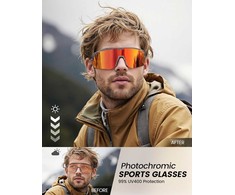 Lamicall fotochrominiai sportiniai akiniai UV400 apsauga, TR90 rėmelis, reguliuojama noselė