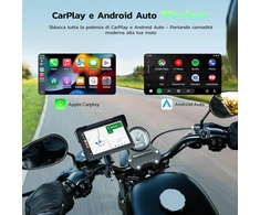 LAMTTO motociklininkų 7 colių IP67 GPS navigacijos sistema su CarPlay, Android Auto ir Bluetooth 5.0, RM