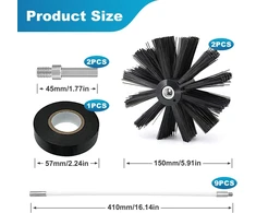 LangRay kamino valymo šepetys su 9 lanksčiais 410 mm strypais ir 2 150 mm galvutėmis Chimney