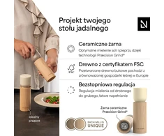 LARS NYSØM rankinių druskos ir pipirų malūnėlių rinkinys su buko medienos lentele LIG-6-TAUALM