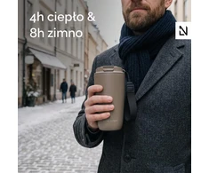LARS NYSØM termopuodelis 500 ml iš 18/8 nerūdijančiojo plieno su dirželiu NOG-3-CAR002