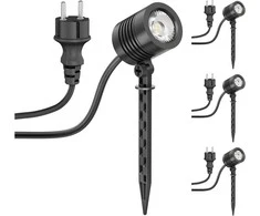 Ledscomde ledscom LED lauko reflektoriai su smaigaliu, IP65, 4,3 W, 340 lm, šilta balta, 4 vnt., LC-L-157-WW-x4