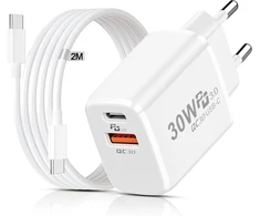 Lemsen 30 W USB-C tinklo įkroviklis su 2 m USB-C kabeliu, PD 3.0, YH-30WAC