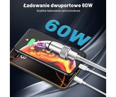 Lemsen automobilinis įkroviklis 60 W su USB-C ir USB-A jungtimis, PD 3.0, QC 3.0, JC-36UC