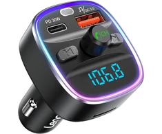 LENCENT automobilinis Bluetooth 5.4 FM siųstuvas su laisvų rankų įranga ir 48 W įkrovimu T25M