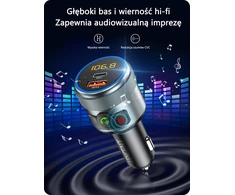 LENCENT automobilinis Bluetooth FM siųstuvas su PD 20 W ir QC 18 W įkrovimu