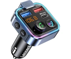 LENCENT automobilinis FM siųstuvas Bluetooth 5.3 su PD 30 W ir QC 18 W