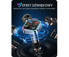 LENCENT automobilinis FM siųstuvas Bluetooth 5.3 su PD 30 W ir QC 18 W