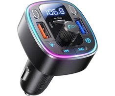 LENCENT automobilinis FM siųstuvas Bluetooth 5.4 su PD 36 W ir QC 18 W įkrovimu T25A