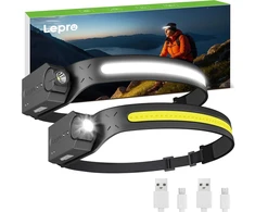 Lepro LED įkraunama galvos lempa, 350 lm, 230° kampas, 5 režimai, USB-C, IP44, PR320019-2, 2 vnt.