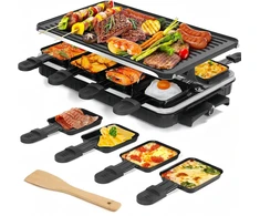 LeuKoles dvipusis raclette stalo grilis 8 asmenims, 1300 W, su nelimpančia danga, HB-506