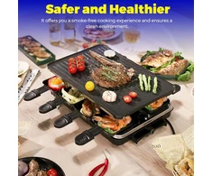 LeuKoles dvipusis raclette stalo grilis 8 asmenims, 1300 W, su nelimpančia danga, HB-506