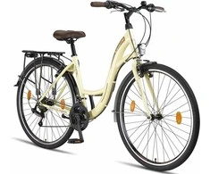 Licorne Bike miesto dviratis su 28 colių ratais, 21 pavaros, plieninė rėmo konstrukcija, bežinis, Stella