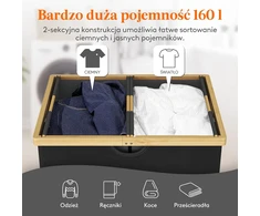 Lifewit dviejų skyrių skalbinių krepšys su dangčiu, 160 l, juodas, B0D1KK4RDK