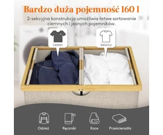 Lifewit dvigubas skalbinių krepšys su dangčiu, 160 l, sulankstomas, smėlio spalvos