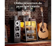 Lifewit multimedijos stovas su 4 lygiais, LED apšvietimu, ratukais, 60 × 55 × 90,2 cm, rudas