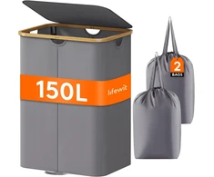 Lifewit skalbinių krepšys su 2 skyriais ir išimamais maišais, 150 l, 23012