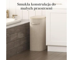 Lifewit skalbinių krepšys su dangčiu, 55 l, plastikinės rankenos, sulankstomas, smėlio spalvos