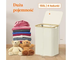 Lifewit sulankstomas skalbinių krepšys su dangčiu, 150 l, 2 skyriai, 23012