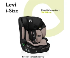 Lionelo automobilinė kėdutė Levi i-Size 76–150 cm, R129, smėlio spalvos LOLEVI ISIZE BEIGE LATTE