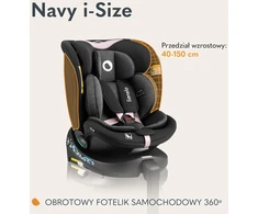 Lionelo automobilinė kėdutė Navy i-Size 40–150 cm su ISOFIX ir 360° sukimu LO-NAVY I-SIZE Juodas Rožinis