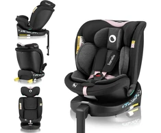Lionelo automobilinė kėdutė Navy i-Size 40–150 cm su ISOFIX ir 360° sukimu LO-NAVY I-SIZE Juodas Rožinis