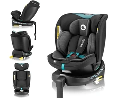 Lionelo pasukama automobilinė kėdutė Navy i-Size 40–150 cm, ISOFIX, LONAVY ISIZE Juodas TURQUOISE