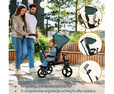 Lionelo triratukas vaikams su reguliuojama tėvų rankena ir stogeliu iki 25 kg LO-HAARI Žalias EMERALD
