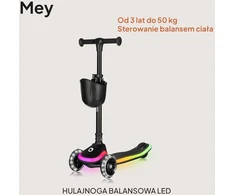 Lionelo vaikiškas triratis balansinis paspirtukas Mey su LED ratais iki 50 kg LO-MEY Juodas ONYX