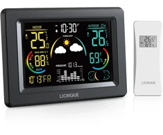 LIORQUE belaidė meteorologinė stotelė su 5,9 col. LCD ekranu ir lauko jutikliu E0397