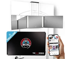 LIPFISBARBERSHOP.COM trijų dalių kirpimo veidrodis su LED apšvietimu ir 360° vaizdu
