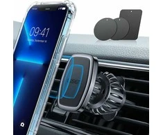 LISEN magnetinis automobilinis telefono laikiklis ant ventiliacijos grotelių, juodas, 6 N52 magnetai