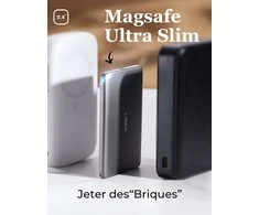 LISEN MagSafe išorinis akumuliatorius iPhone, 5000 mAh, itin plonas, pilkas titano