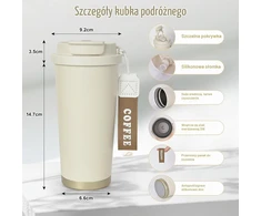 Maideduo kelioninis termopuodelis 500 ml su šiaudeliu, Kaffee-LH