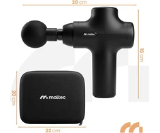 MalTec masažinis pistoletas BodyBeat Go, 4 greičiai, 10 mm amplitudė, 6 antgaliai, 113859