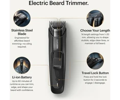 MANSCAPED barzdos ir ūsų trimeris su 14 ilgio nustatymų, nerūdijančio plieno ašmenys, USB-C, 1–20 mm, 30-00101-NA