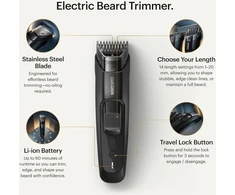MANSCAPED barzdos ir ūsų trimeris su 14 ilgio nustatymų, nerūdijančio plieno ašmenys, USB-C, 1–20 mm, 30-00101-NA