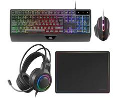 Mars Gaming MCP124PROPT žaidimų periferinių įrenginių rinkinys „4 viename“ su RGB klaviatūra ir 3200 DPI pele