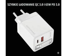 Mars Gaming MDGAN65RW 65 W GaN sieninis įkroviklis su USB-C ir USB-A jungtimis